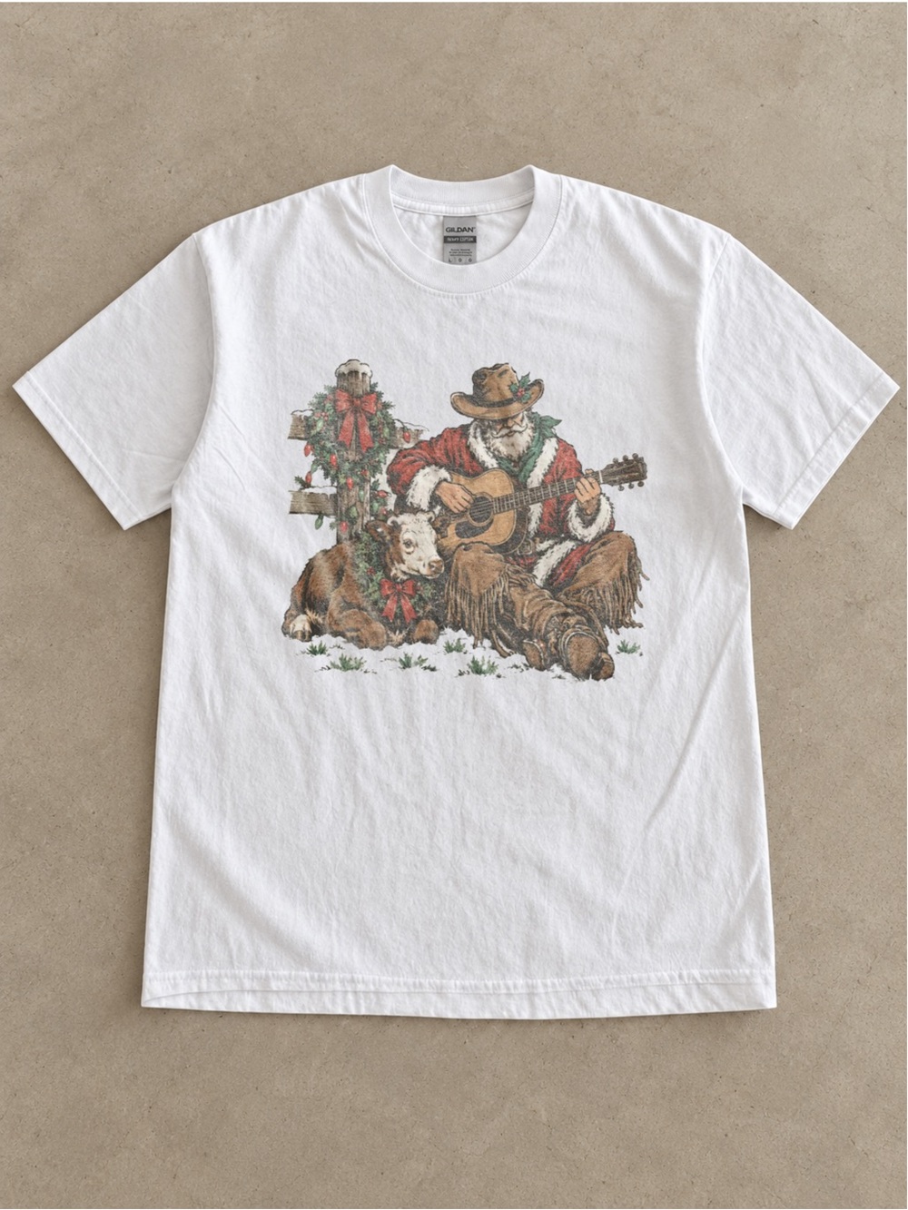 Cowboy Christmas Santa Playing Guitar Comfort Colors Unisex T-shirt